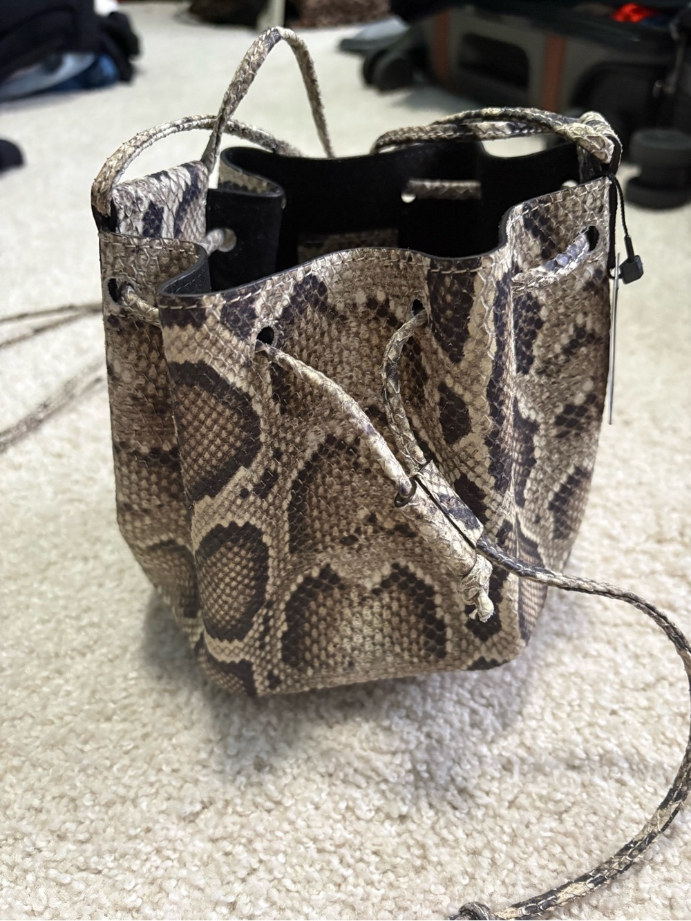 Banana republic Snake-Print Bucket Bag in Taupe/Brown
